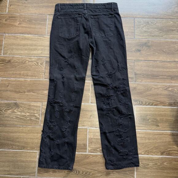 Zara Womens Distressed Ripped Jeans, Black, 10 - Picture 2 of 9